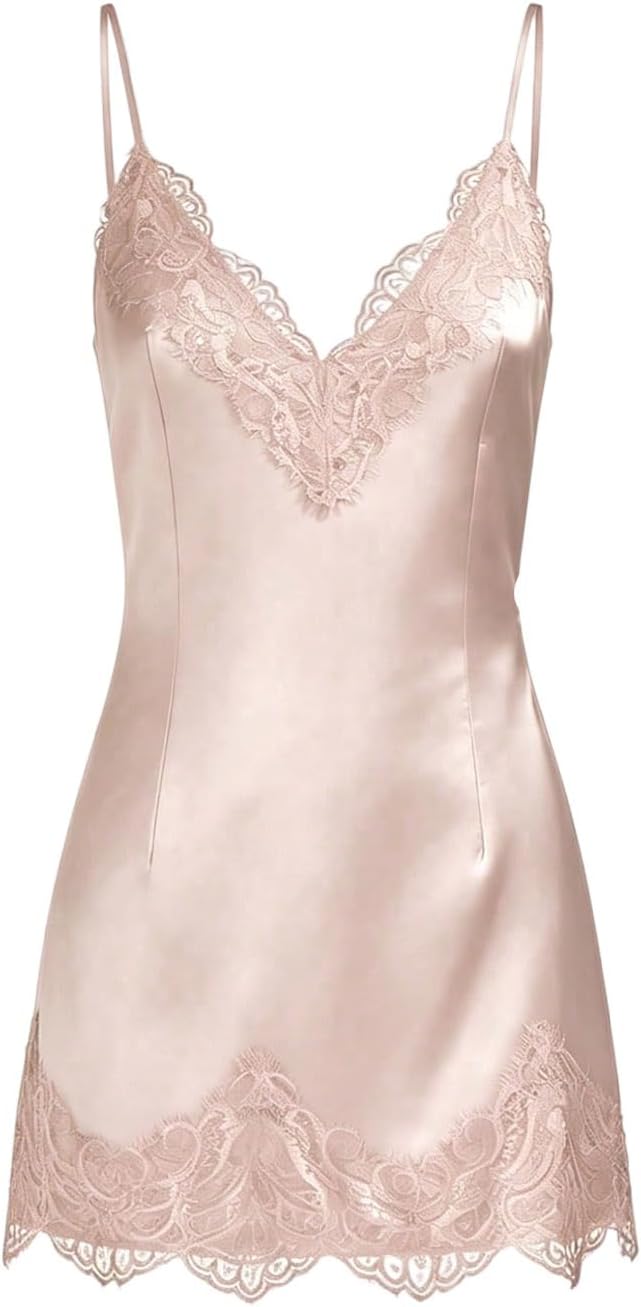 SweatyRocks Women's Satin Lace Mini Dress Elegant Party Date Night Dresses | Y2k Festival Club Night Out Dresses, Bodycon Short Dress