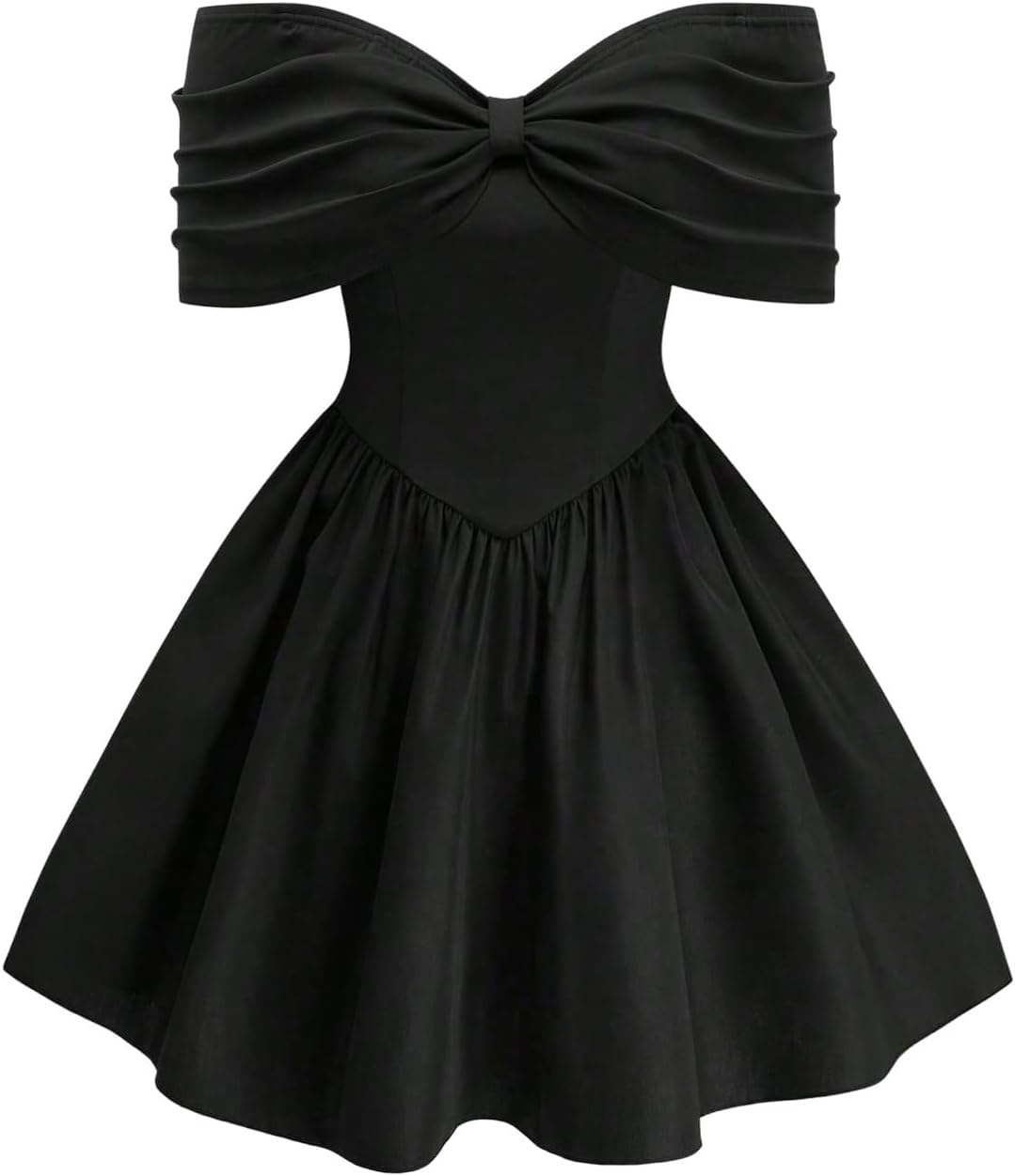 SOLY HUX Women's Plus Size Off the Shoulder Short Dress Ruched A Line Flared Short Sleeve Cocktail Party Club Dresses