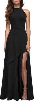 MUSHARE Women's Halter Neck Formal Dress Sexy Split Party Long Cocktail Dresses