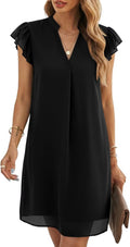 Wkior Womens Summer Chiffon Sleeveless Mini Dresses | Double Layers Not See Through, Flowy Swing Sundress, Beach Vacation Travel Outfit, Hot-Weather Travel Essential