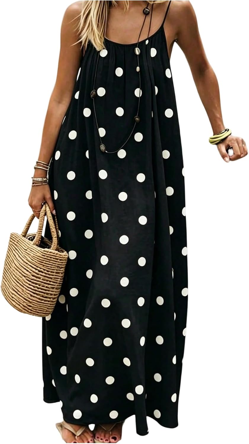 SHENHE Women's Open Back Spaghetti Strap Backless Maxi Dress Flowy Sundress | Backless Maxi Dress,Backless Cami Dress,Linen Dress.Cami Lounge Dress, House Dress