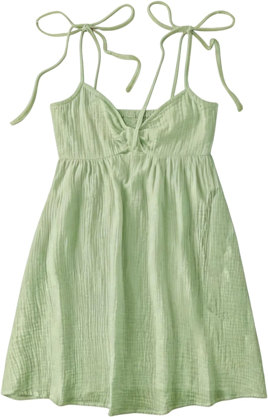 SOLY HUX Women's Summer Mini Sun Dress Cami Tie Shoulder Babydoll Dresses | A Line, Y2k, Cute, Casual, Babydoll Dresses