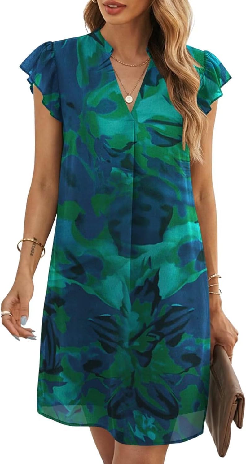 Wkior Womens Summer Chiffon Sleeveless Mini Dresses | Double Layers Not See Through, Flowy Swing Sundress, Beach Vacation Travel Outfit, Hot-Weather Travel Essential