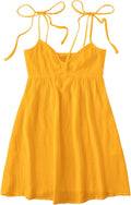 SOLY HUX Women's Summer Mini Sun Dress Cami Tie Shoulder Babydoll Dresses | A Line, Y2k, Cute, Casual, Babydoll Dresses