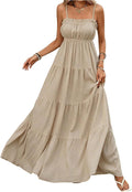 SOLY HUX Women's Summer Long Maxi Dress Flowy Beach Vacation Cami Sundress | Frill Ruffle, Spaghetti Strap, Going Out Dresses