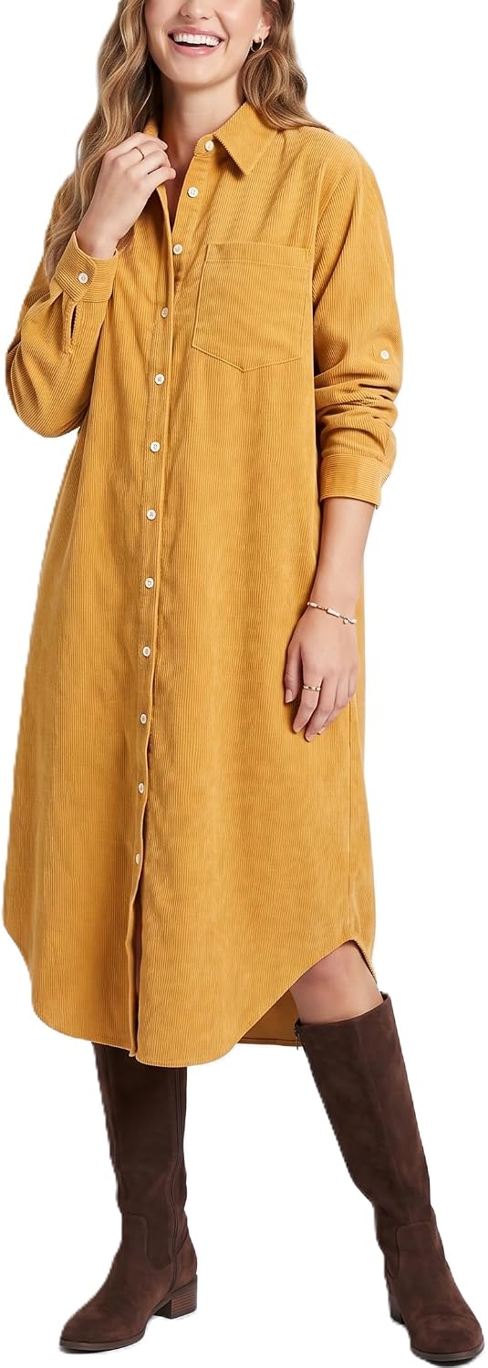Kuraki Women's Casual Print Button Front Maxi Shirt Dress