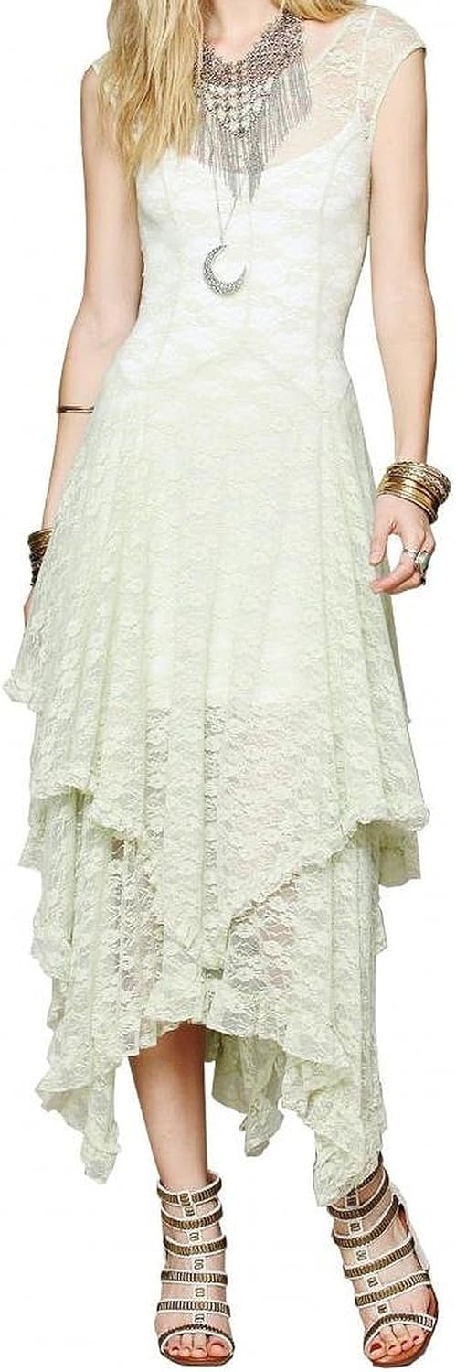 R.Vivimos Womens Lace Long Dress with Slip Two Pieces | Sleeveless, Backless, Asymmetrical Layered Hem, Beach, Vacation, Wedding, Cocktail, Party Outfits